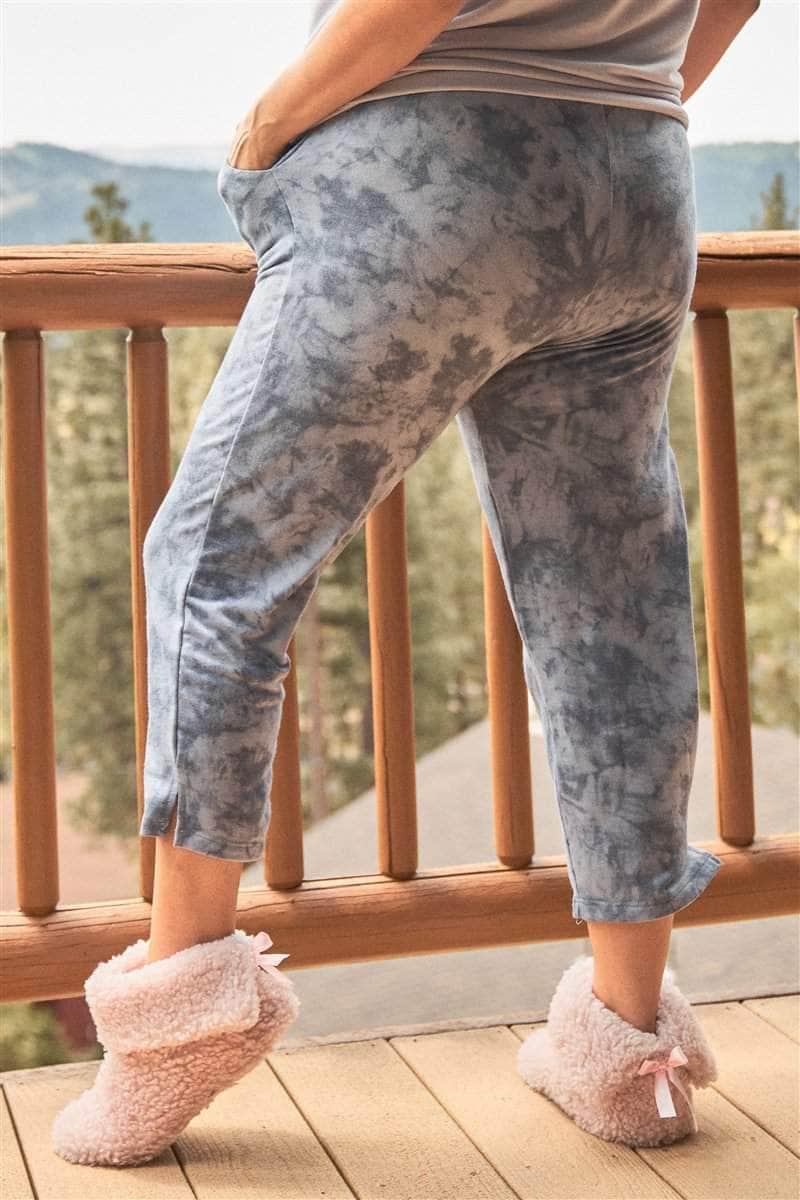 Plus Navy Tie-dye High-waisted Sweatpants Blue Zone Planet