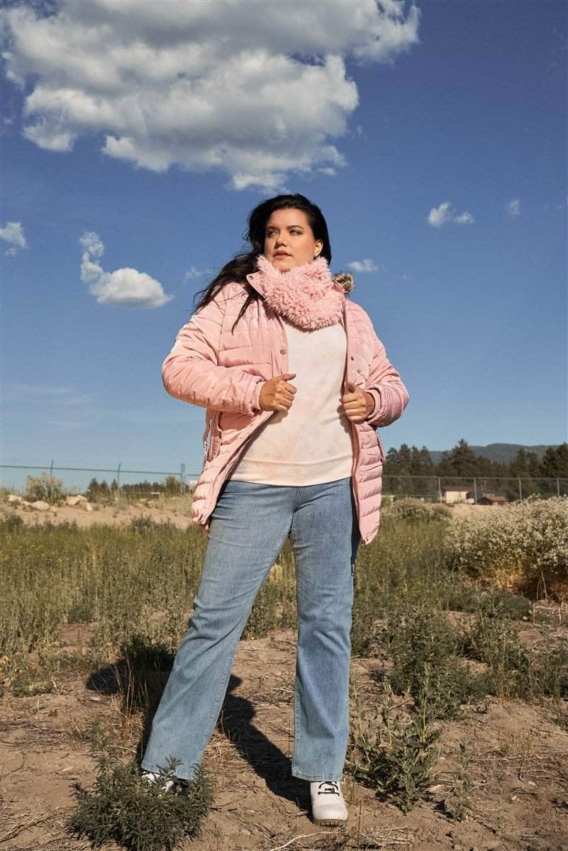 Plus Parallel Quilt Faux Fur Hood Belted Padded Long Puffer Jacket-TOPS / DRESSES-[Adult]-[Female]-Pink-XL-Blue Zone Planet