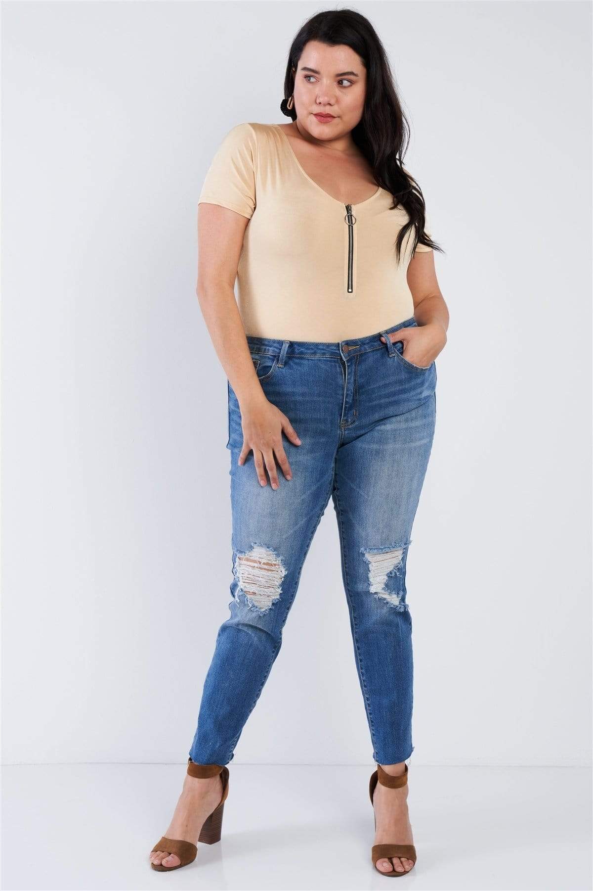 Plus Size Bodysuit-TOPS / DRESSES-[Adult]-[Female]-Blue Zone Planet