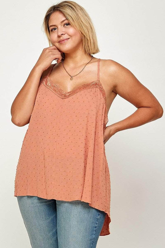 Plus Size, Clip Dot Solid Cami Tunic Blue Zone Planet