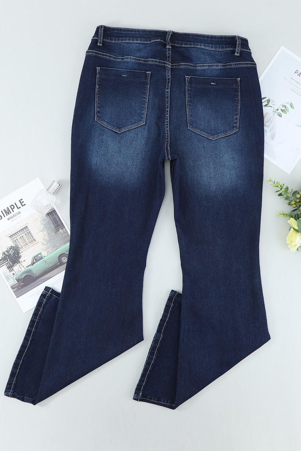 Plus Size Mid-Rise Waist Flare Jeans-TOPS / DRESSES-[Adult]-[Female]-Blue Zone Planet