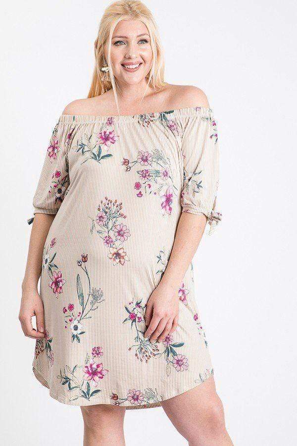 Plus Size Off Shoulder Round Hem Dress-TOPS / DRESSES-[Adult]-[Female]-Blue Zone Planet