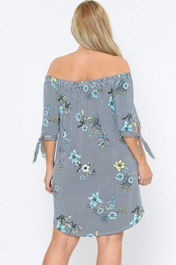 Plus Size Off Shoulder Round Hem Dress-TOPS / DRESSES-[Adult]-[Female]-Blue Zone Planet