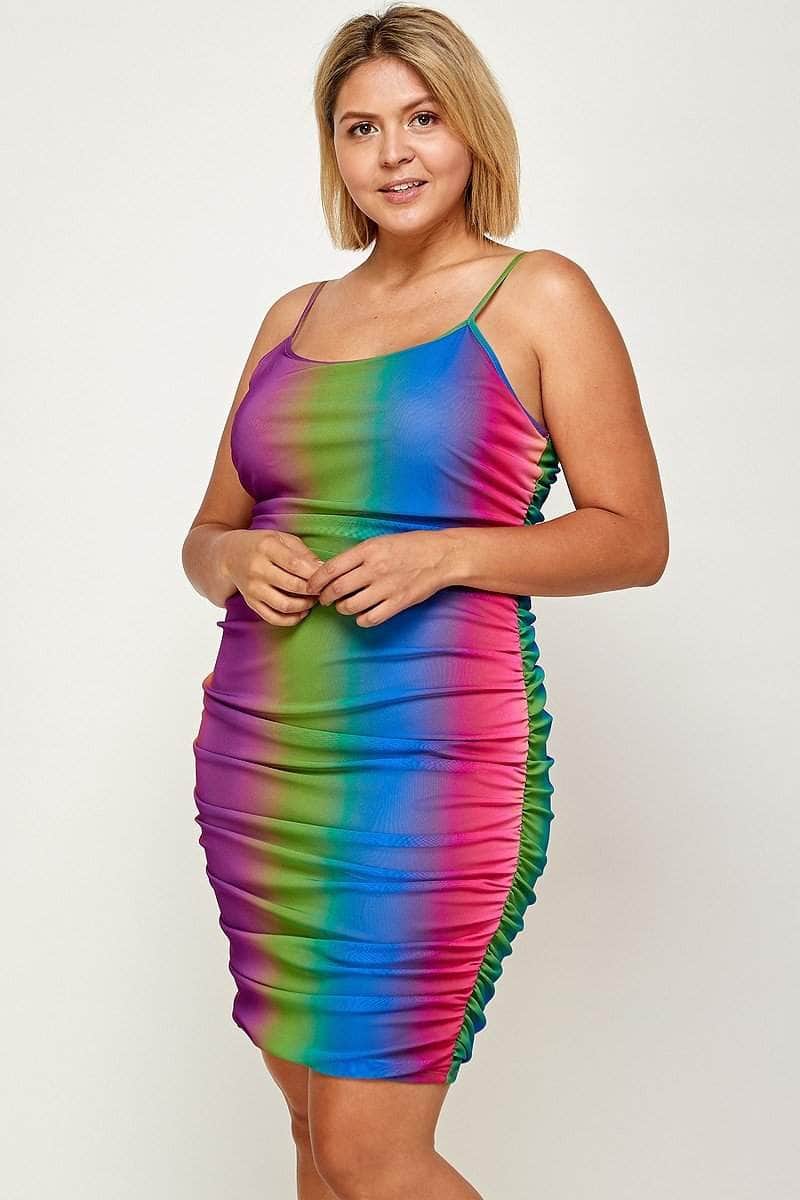 Plus Size Rainbow Ombre Print Cami Dress Blue Zone Planet