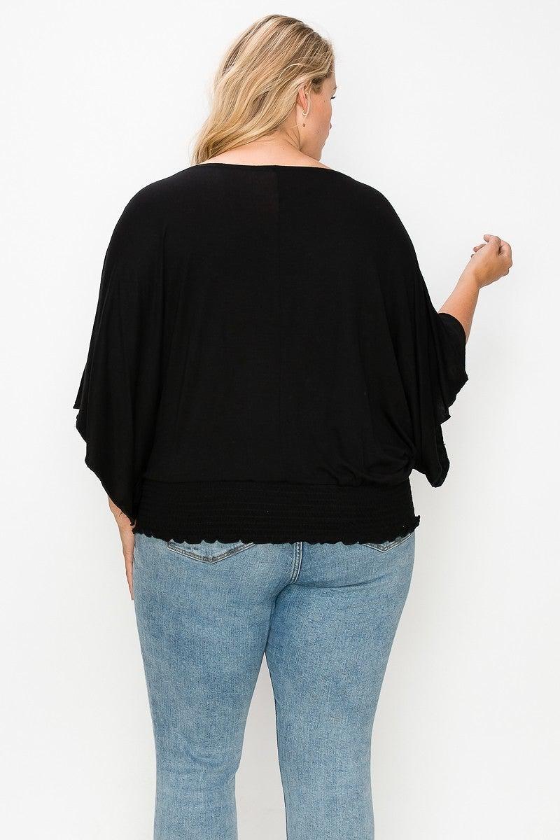 Solid Top Featuring Flattering Wide Sleeves-TOPS / DRESSES-[Adult]-[Female]-Blue Zone Planet