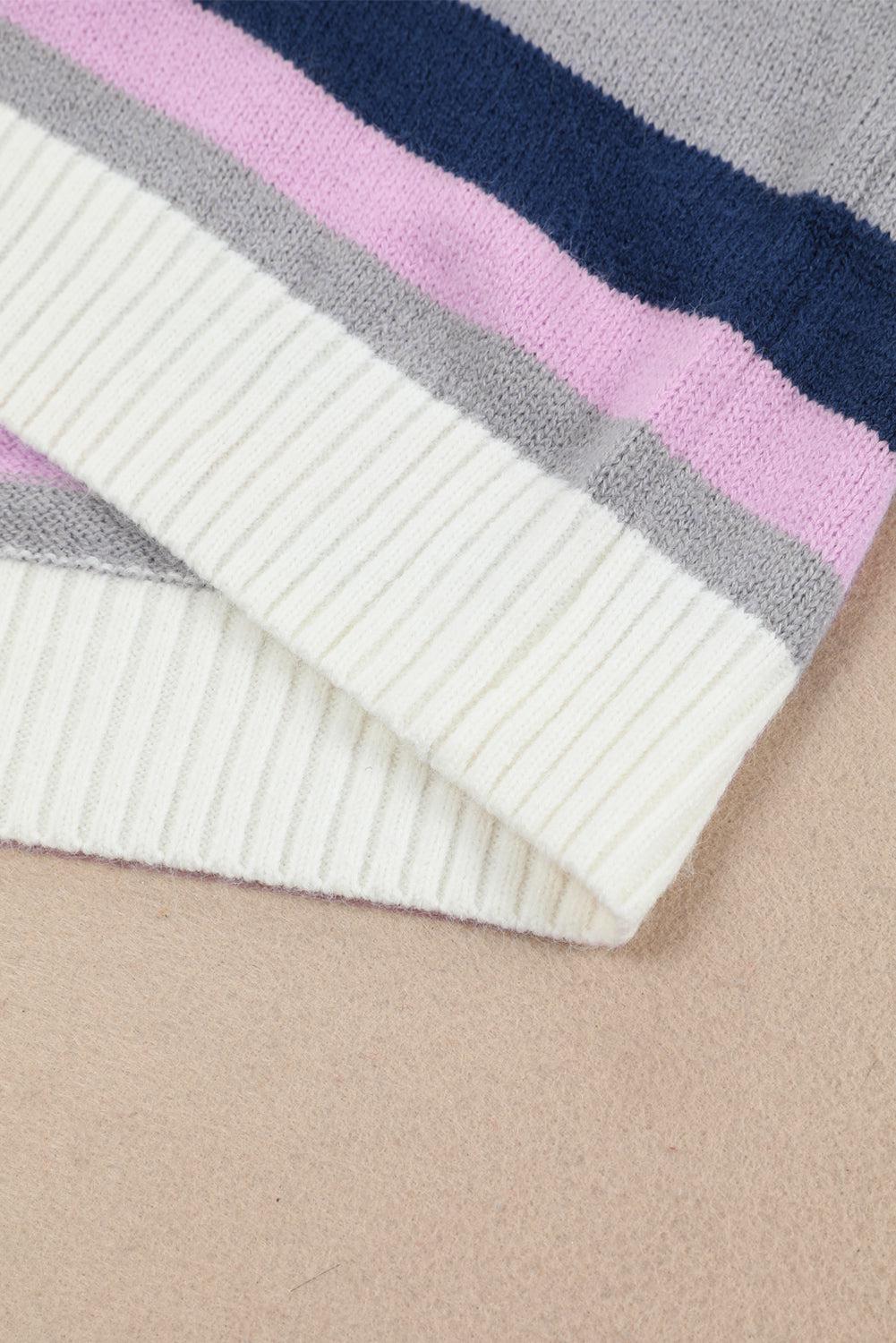 Plus Size Striped Hooded Sweater-TOPS / DRESSES-[Adult]-[Female]-Blue Zone Planet
