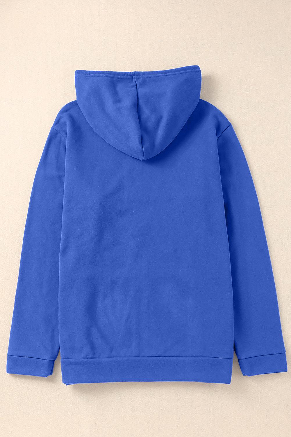 Plus Size Zip Up Hooded Jacket with Pocket BLUE ZONE PLANET