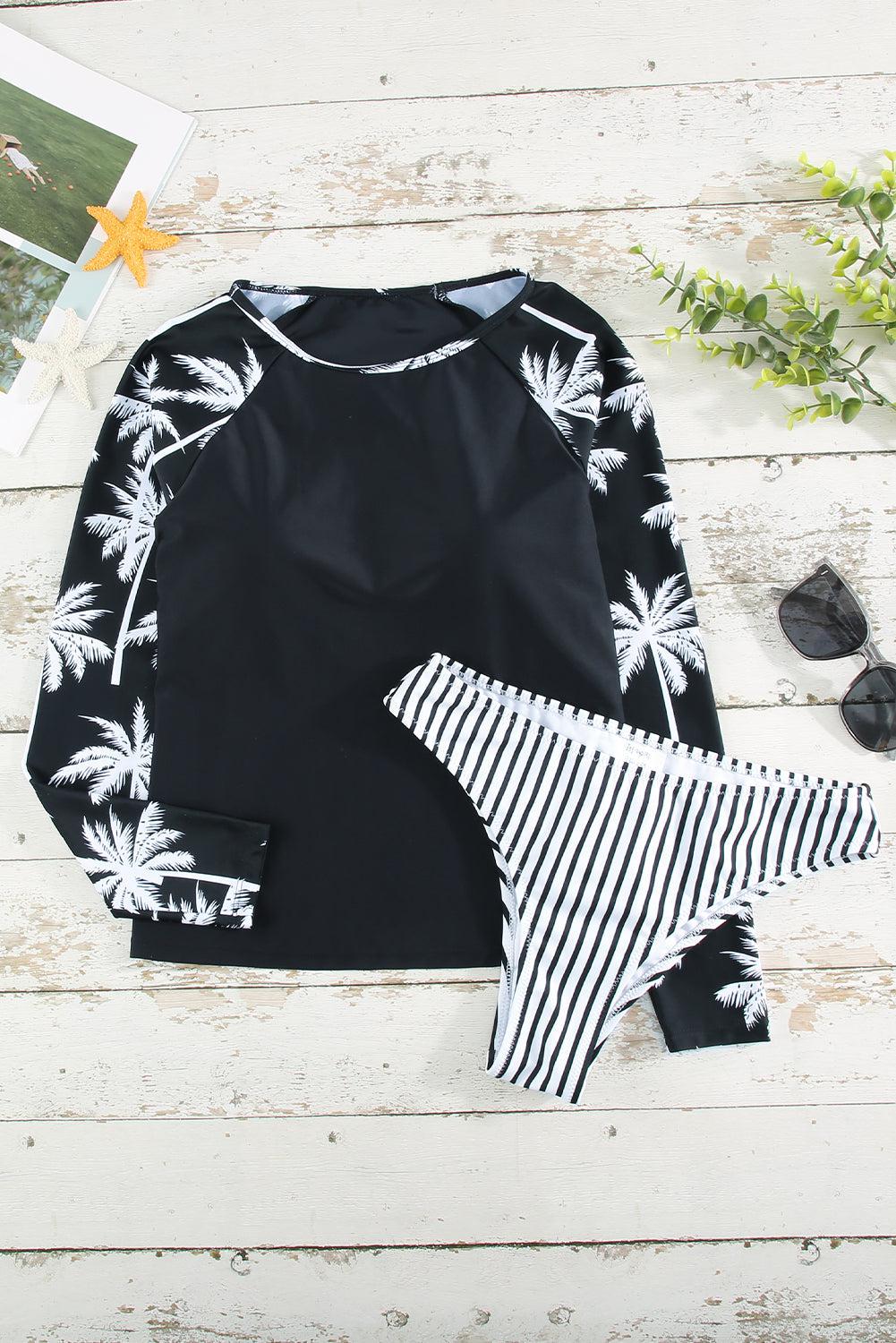 Printed Raglan Sleeve Two-Piece Rash Guard Set-TOPS / DRESSES-[Adult]-[Female]-Blue Zone Planet