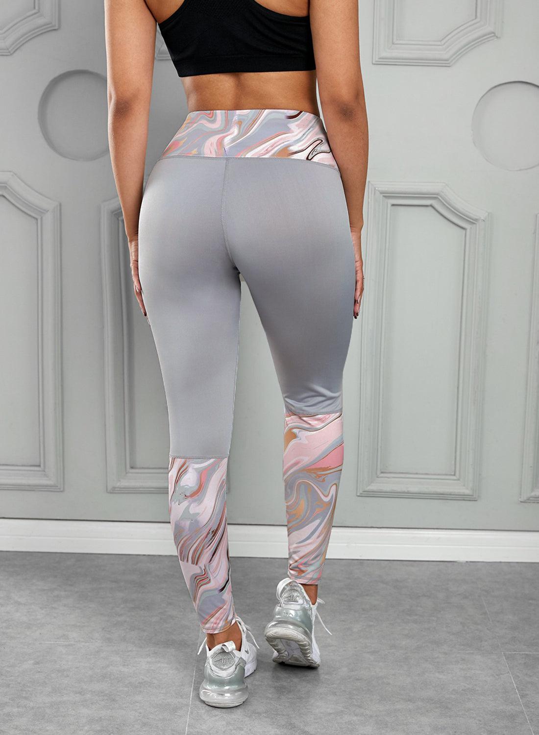 Printed Wide Waistband Active Leggings BLUE ZONE PLANET