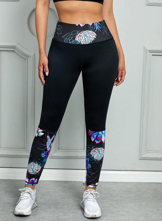 Printed Wide Waistband Active Leggings BLUE ZONE PLANET