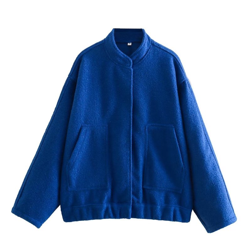 Loose jacket street Y2K stand collar concealed button jacket BLUE ZONE PLANET