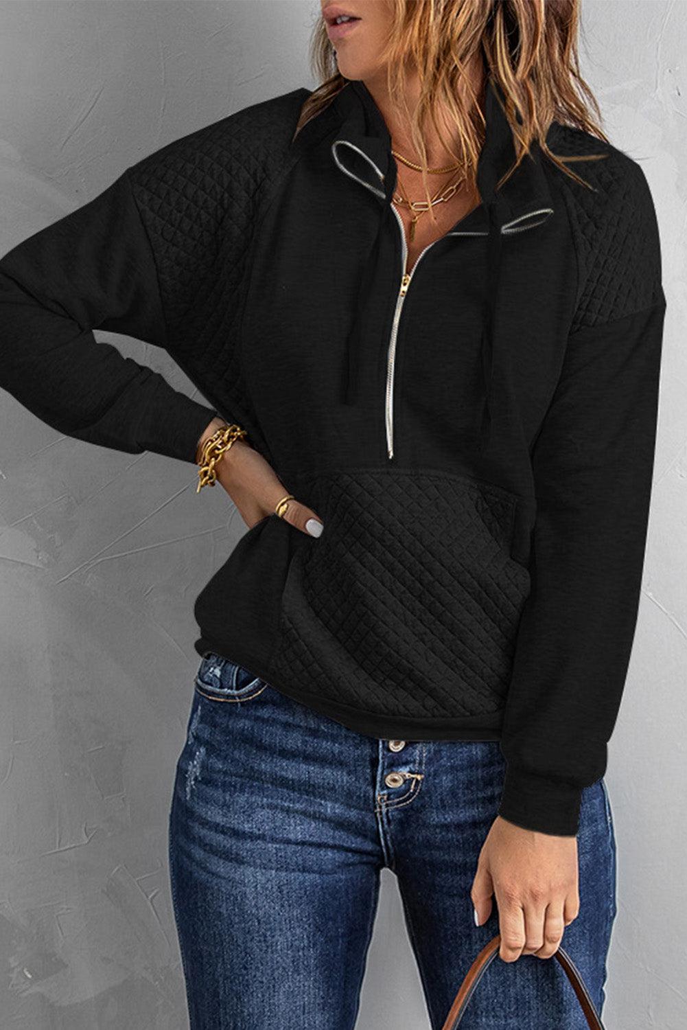 Quilted Half-Zip Sweatshirt with Pocket BLUE ZONE PLANET