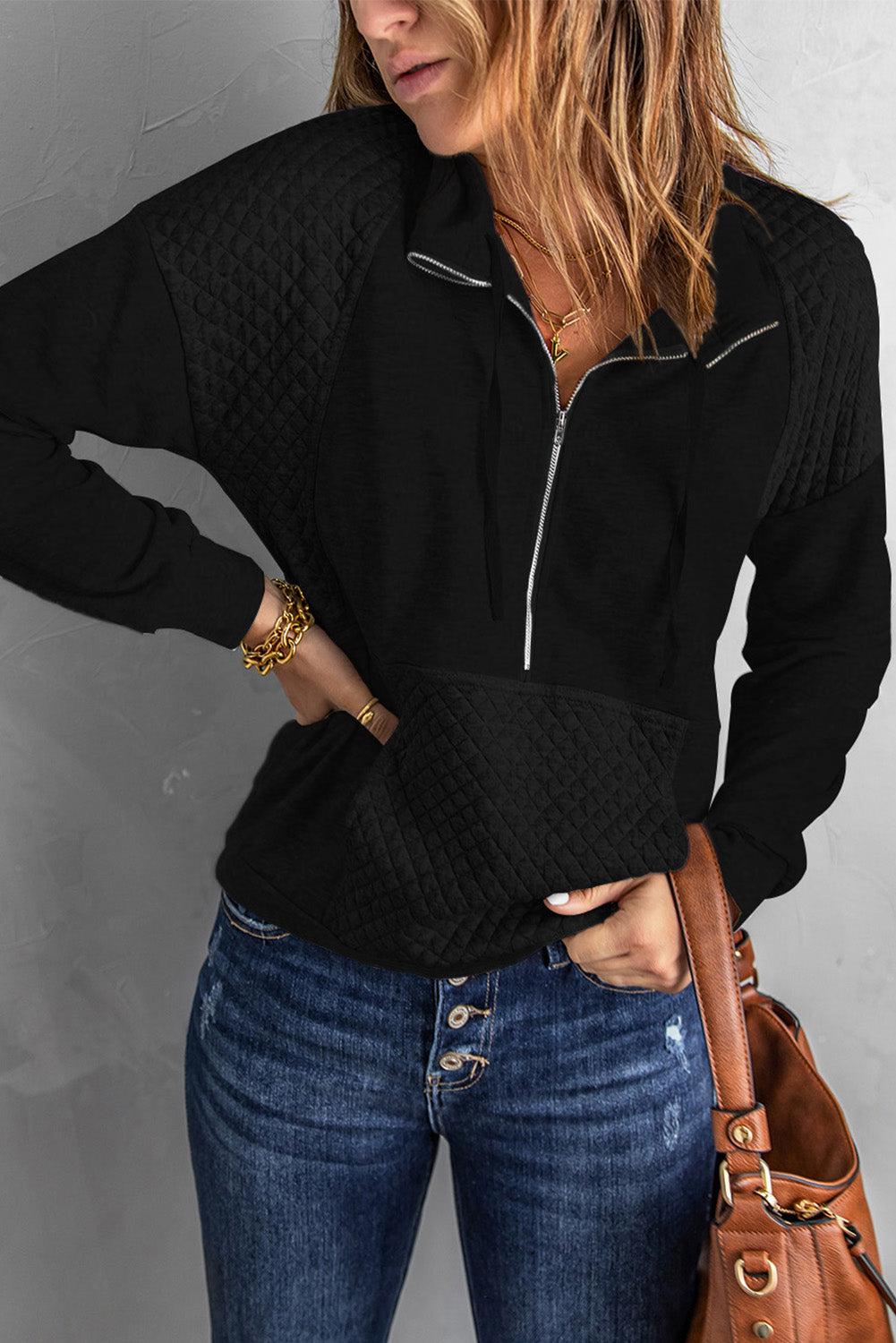 Quilted Half-Zip Sweatshirt with Pocket BLUE ZONE PLANET