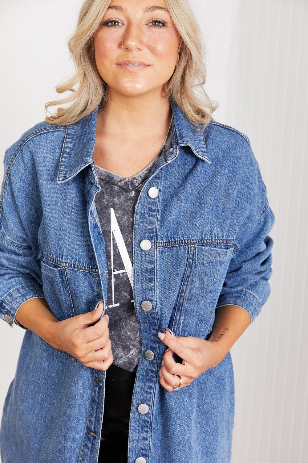 RISEN Jessica Denim Shacket-TOPS / DRESSES-[Adult]-[Female]-Blue Zone Planet