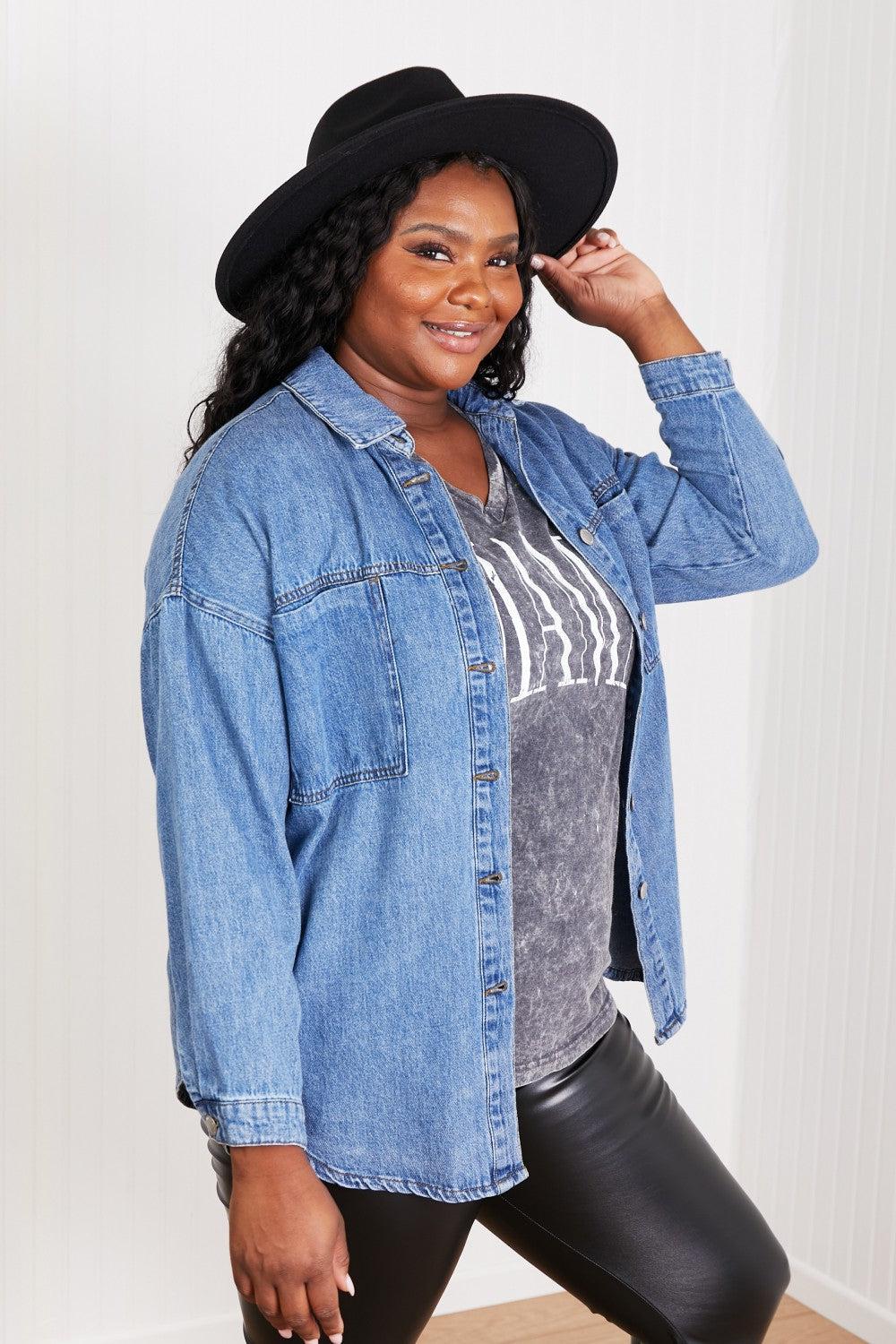RISEN Jessica Denim Shacket-TOPS / DRESSES-[Adult]-[Female]-Blue Zone Planet