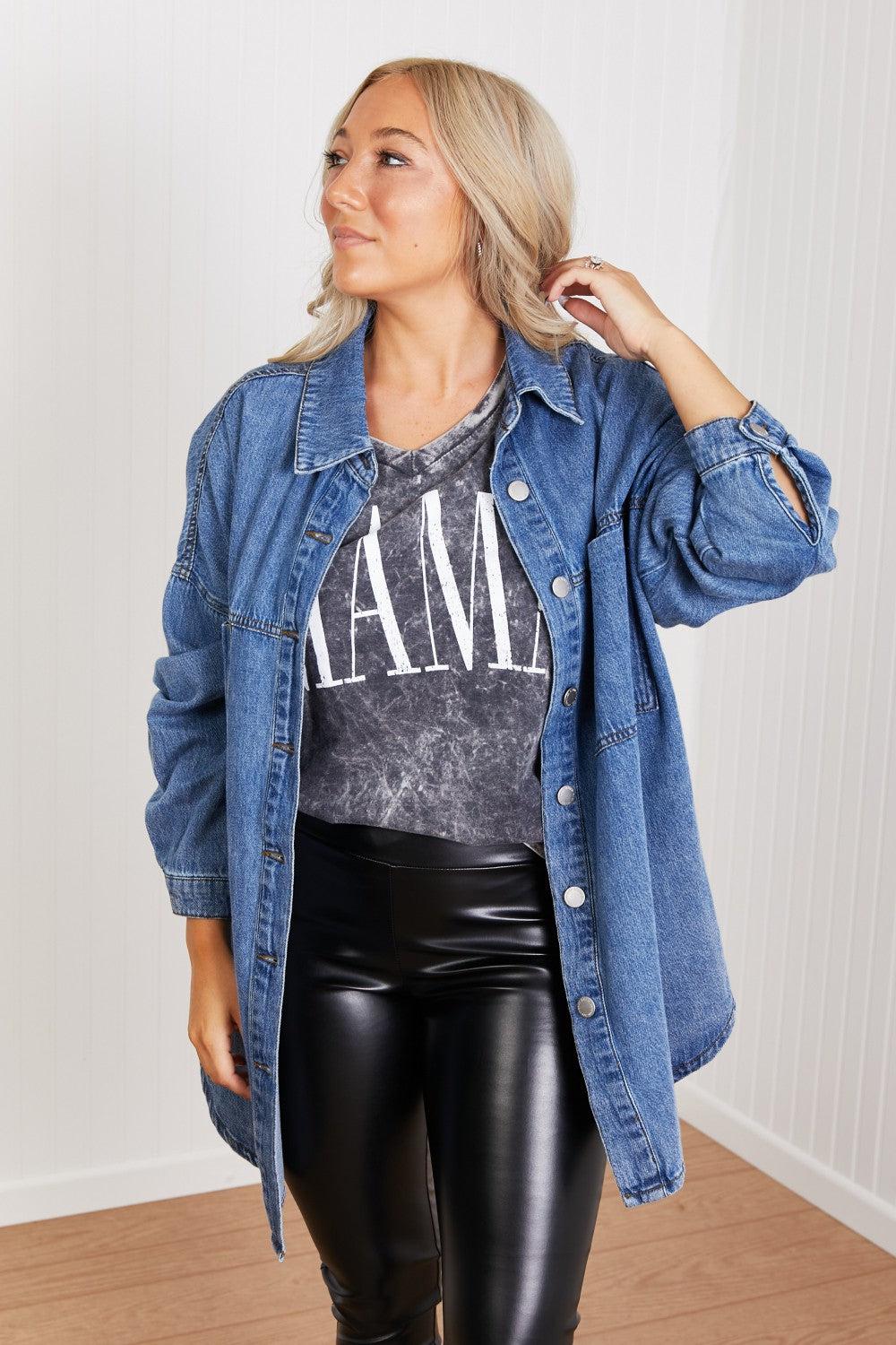 RISEN Jessica Denim Shacket-TOPS / DRESSES-[Adult]-[Female]-Blue Zone Planet