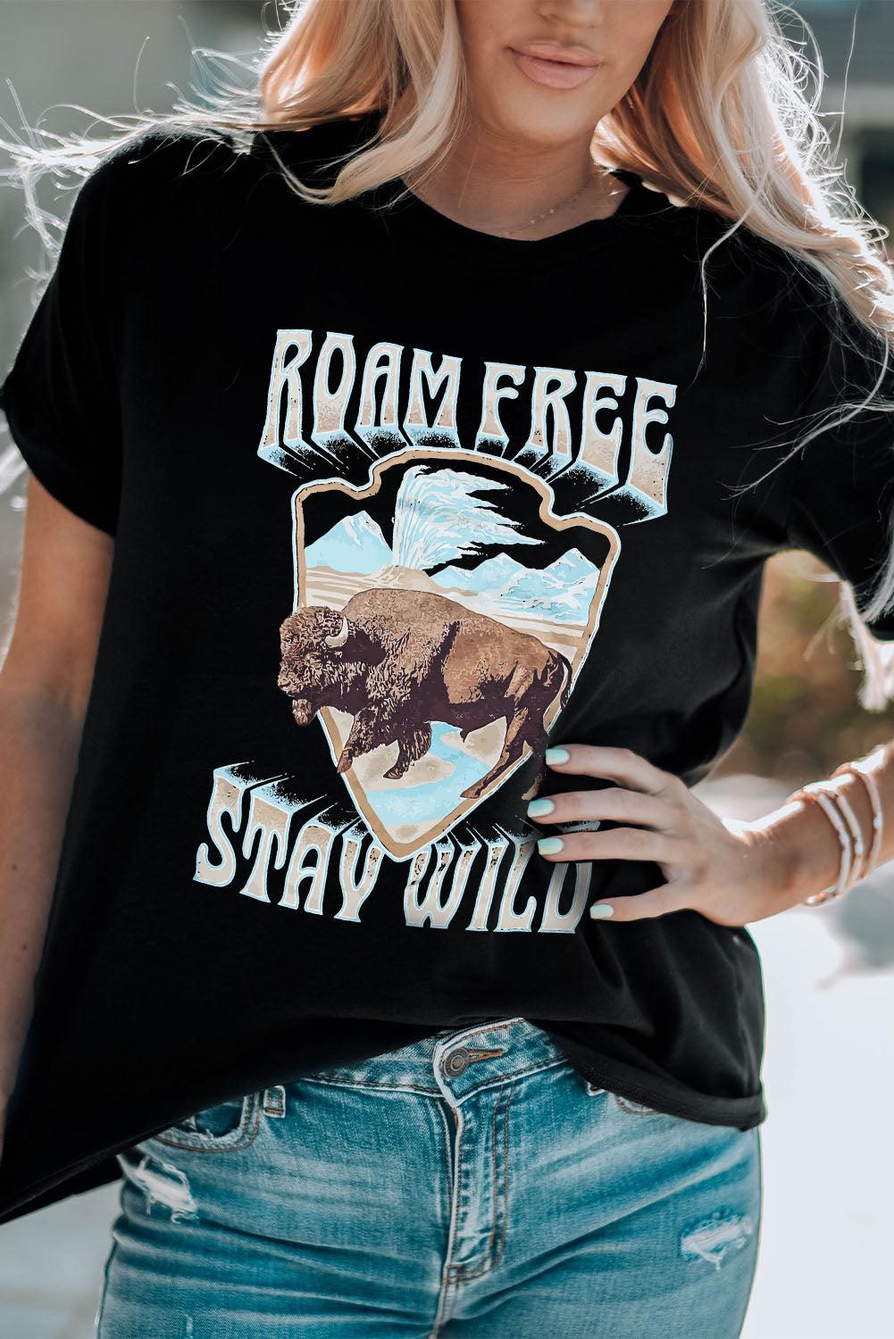 ROAM FREE STAY WILD Graphic Tee BLUE ZONE PLANET