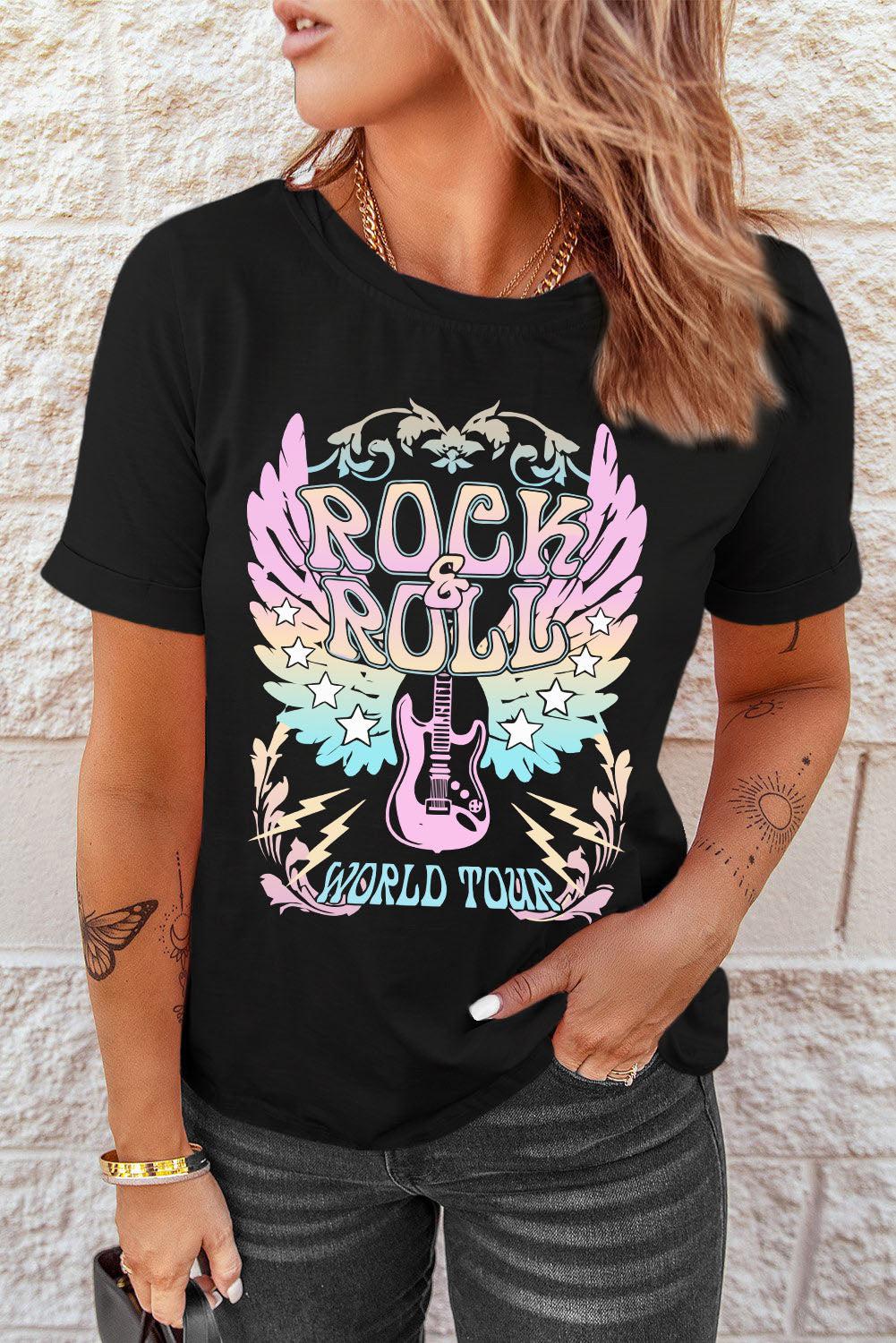 ROCK ROLL Graphic Tee Shirt BLUE ZONE PLANET