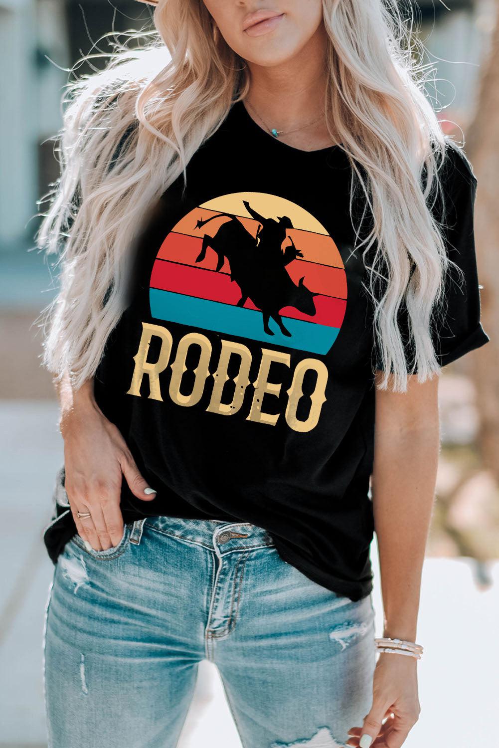 RODEO Graphic Round Neck Short Sleeve Tee BLUE ZONE PLANET