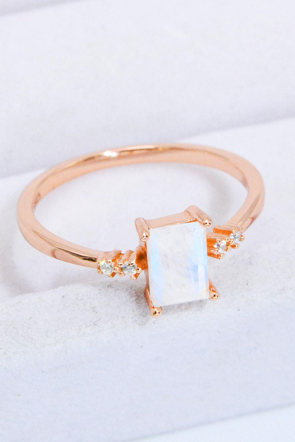 Rectangle Natural Moonstone Ring BLUE ZONE PLANET