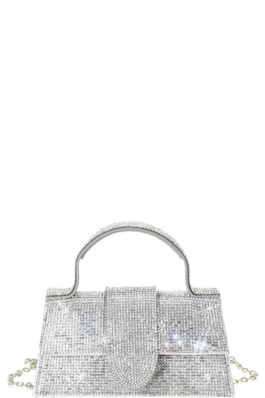 Rhinestone Allover Chic Design Handle Bag Blue Zone Planet