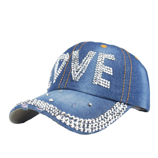 Rhinestone Cowboy Hat Female Peaked Hat Summer Street Blue Zone Planet