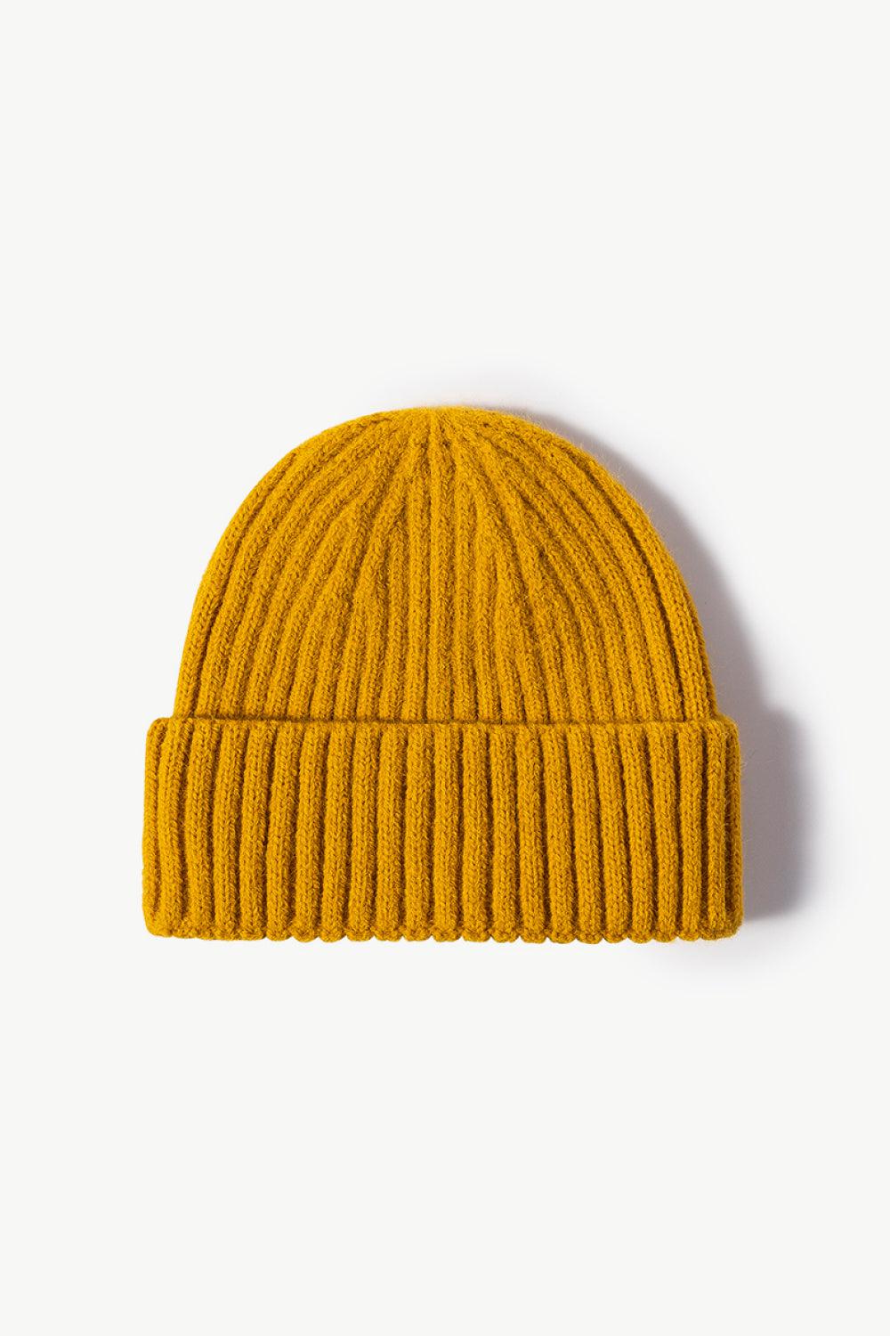 Rib-Knit Cuff Beanie-TOPS / DRESSES-[Adult]-[Female]-Mustard-One Size-2022 Online Blue Zone Planet