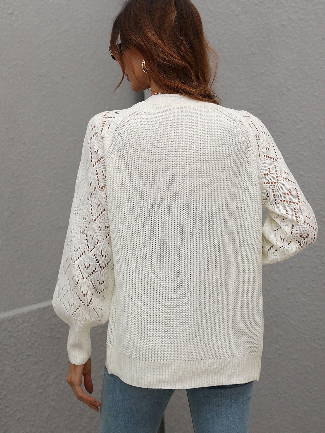 Rib-Knit Plunge Raglan Sleeve Cardigan BLUE ZONE PLANET