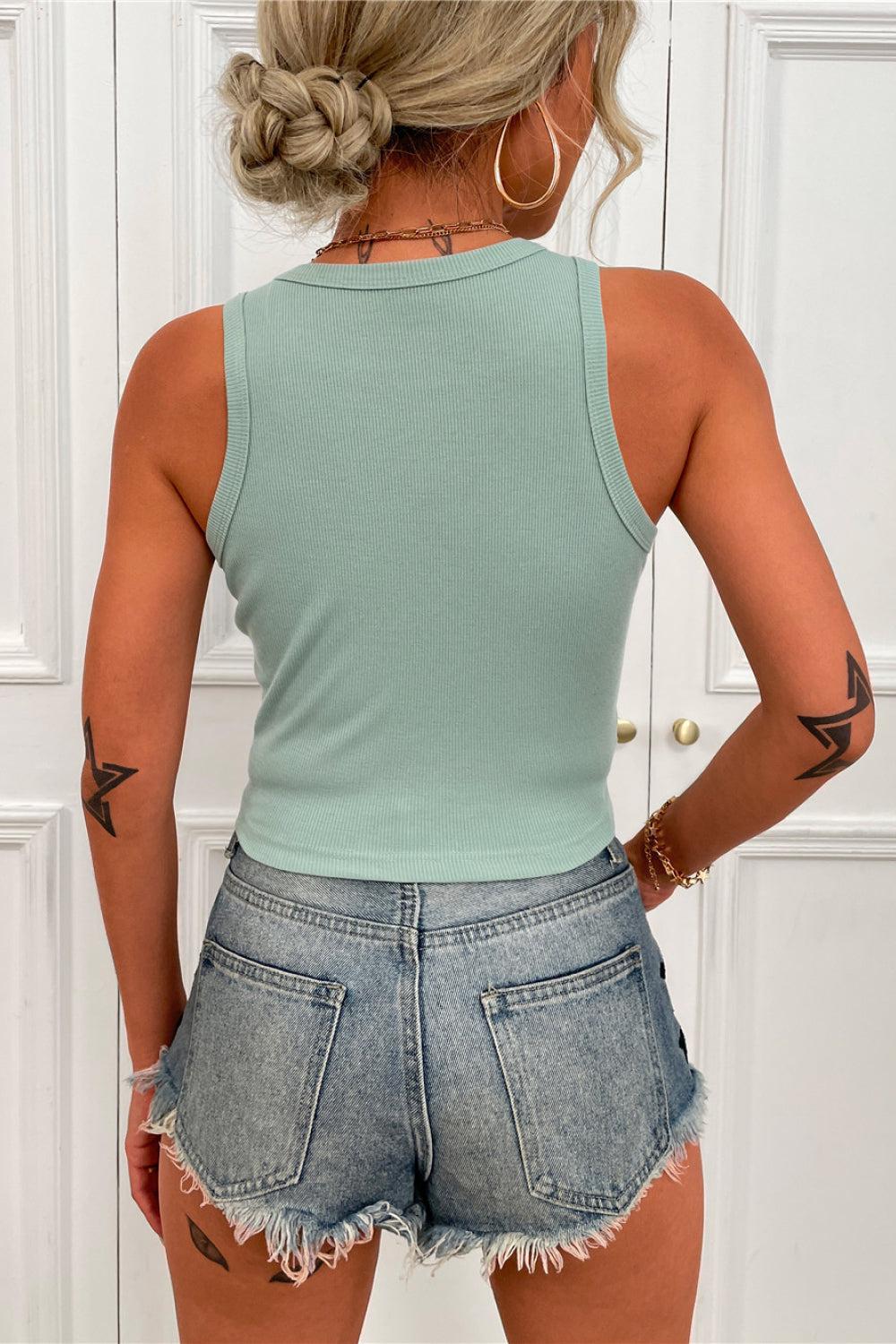 Ribbed Cropped Tank-TOPS / DRESSES-[Adult]-[Female]-Blue Zone Planet