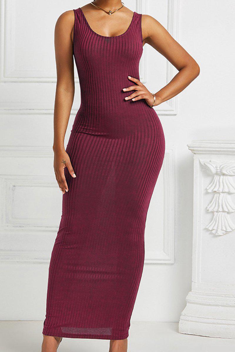 Ribbed Sleeveless Maxi Dress-TOPS / DRESSES-[Adult]-[Female]-Red Wine-S-Blue Zone Planet