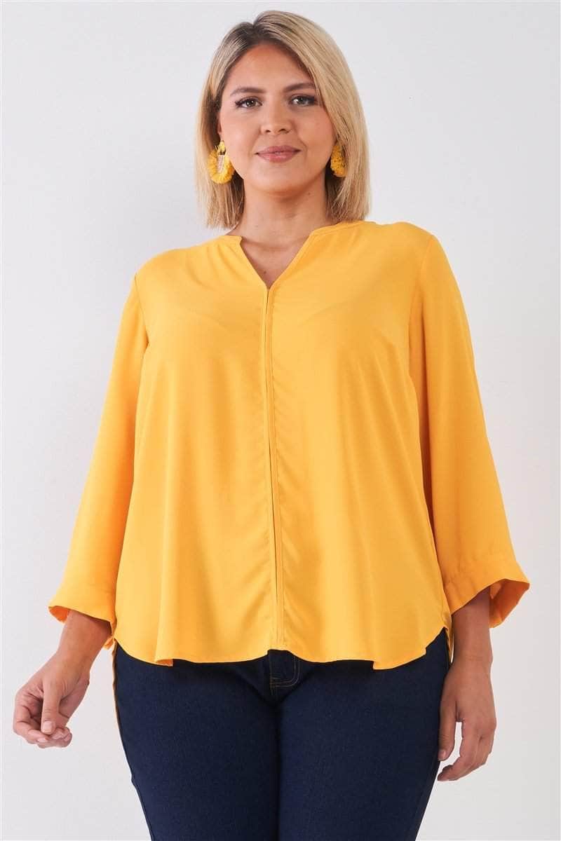 Rising Sun Make It Hot Pleated Back Top-TOPS / DRESSES-[Adult]-[Female]-1XL-Yellow-Blue Zone Planet