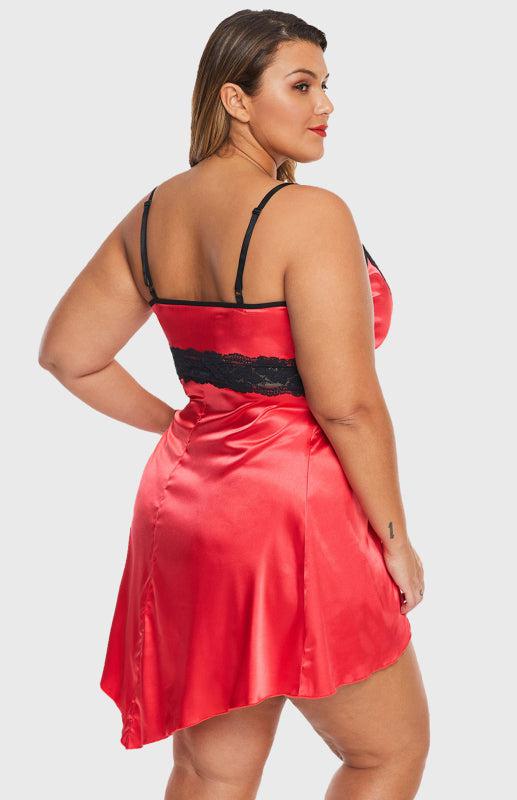 Rose Lace V Neckline Plus Size Babydoll-TOPS / DRESSES-[Adult]-[Female]-Blue Zone Planet