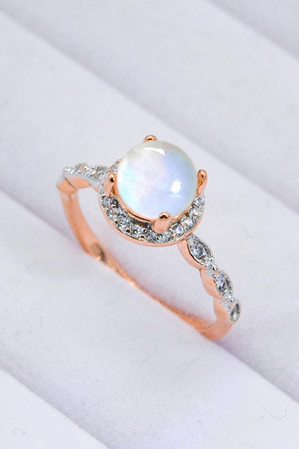 Round Moonstone Ring BLUE ZONE PLANET
