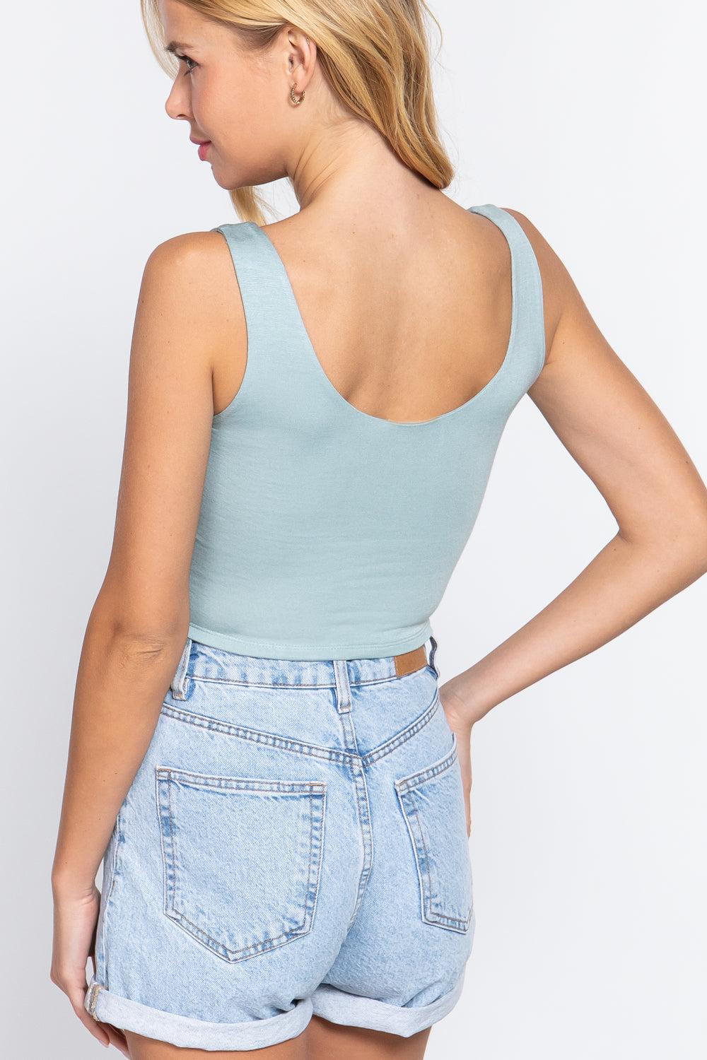 Scoop Neck 2 Ply Crop Tank Top Blue Zone Planet