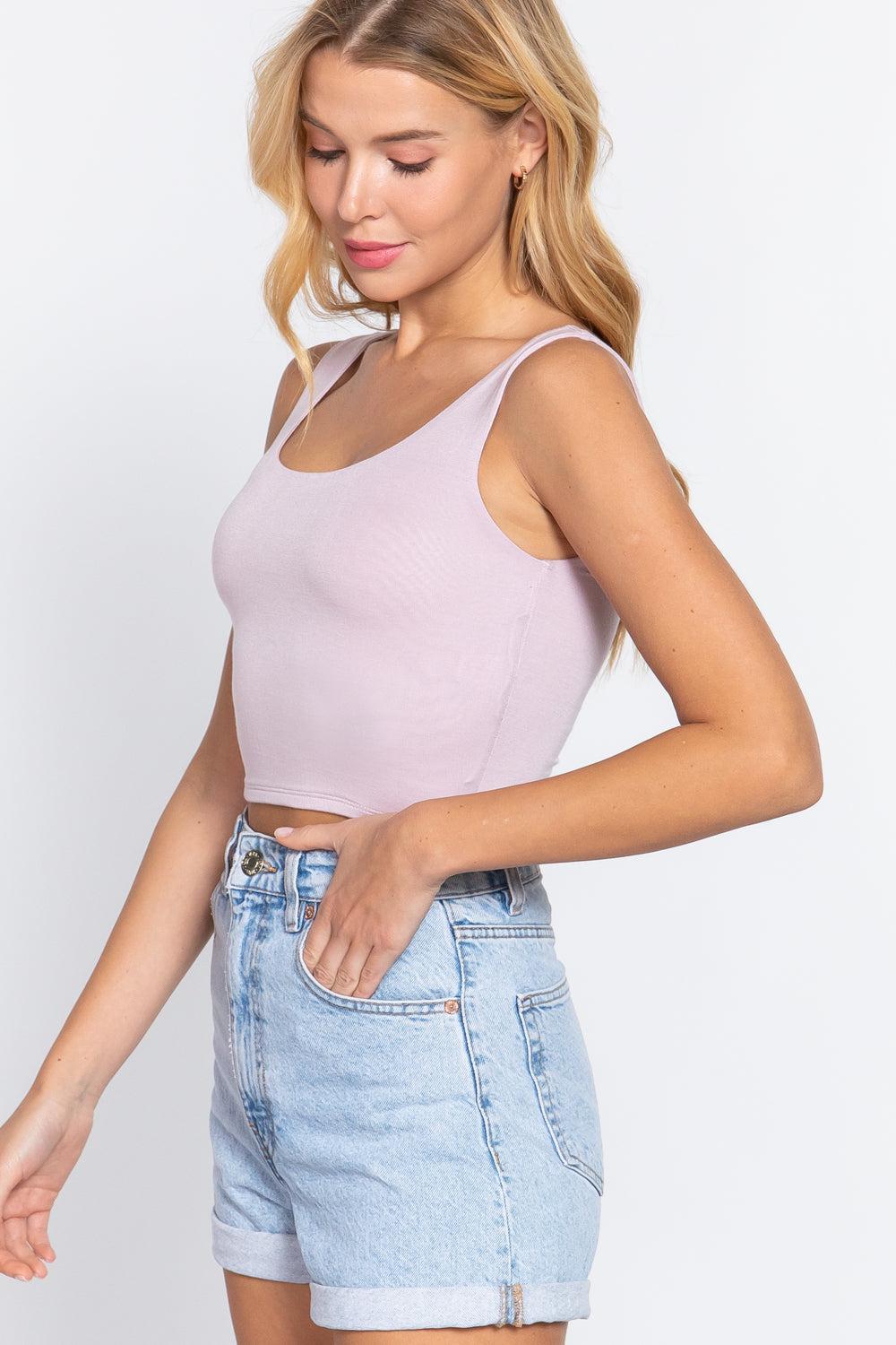 Scoop Neck 2 Ply Crop Tank Top Blue Zone Planet