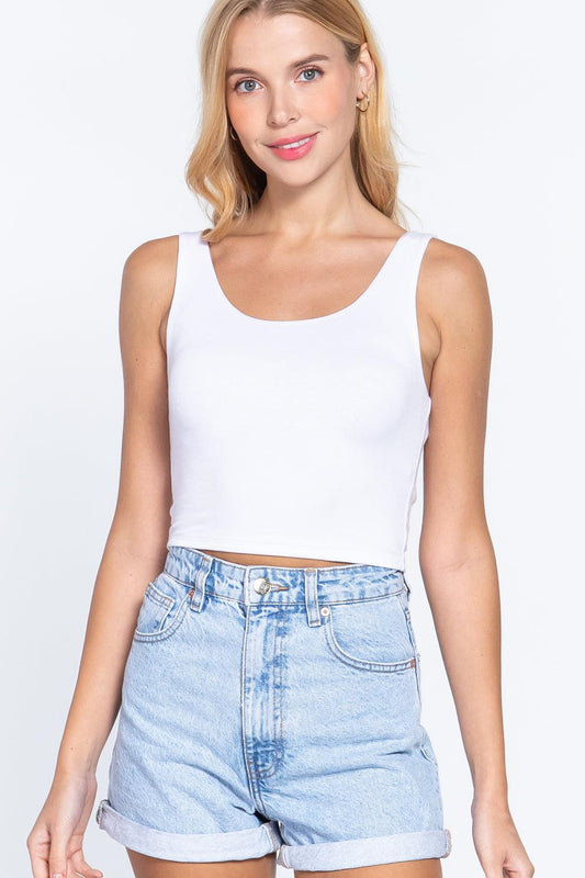 Scoop Neck 2 Ply Crop Tank Top Blue Zone Planet