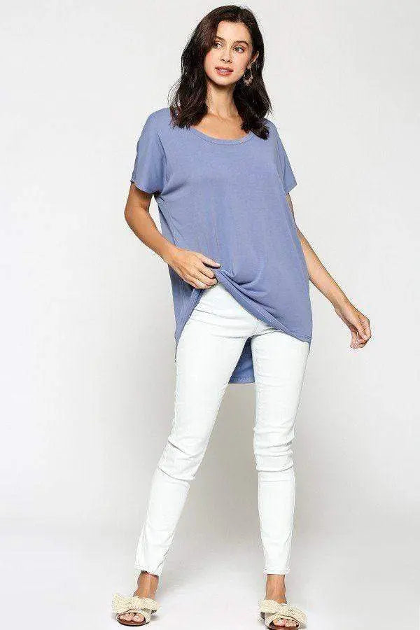 Scoop Neckline Cupro Solid Top Blue Zone Planet