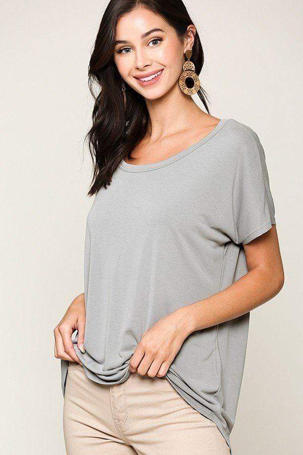 Scoop Neckline Cupro Solid Top-TOPS / DRESSES-[Adult]-[Female]-Silver-S-Blue Zone Planet