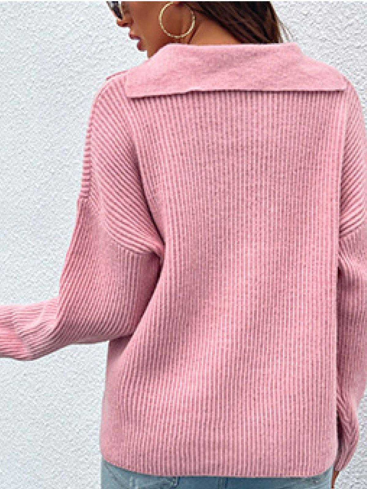 Shawl Collar Rib-Knit Sweater-TOPS / DRESSES-[Adult]-[Female]-Blue Zone Planet