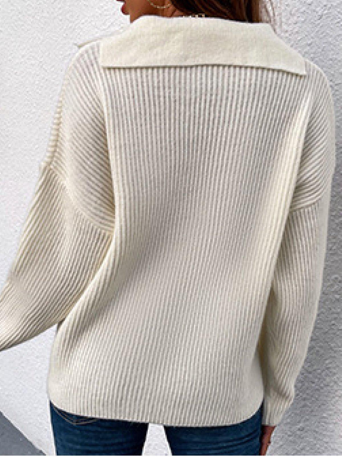 Shawl Collar Rib-Knit Sweater-TOPS / DRESSES-[Adult]-[Female]-Blue Zone Planet