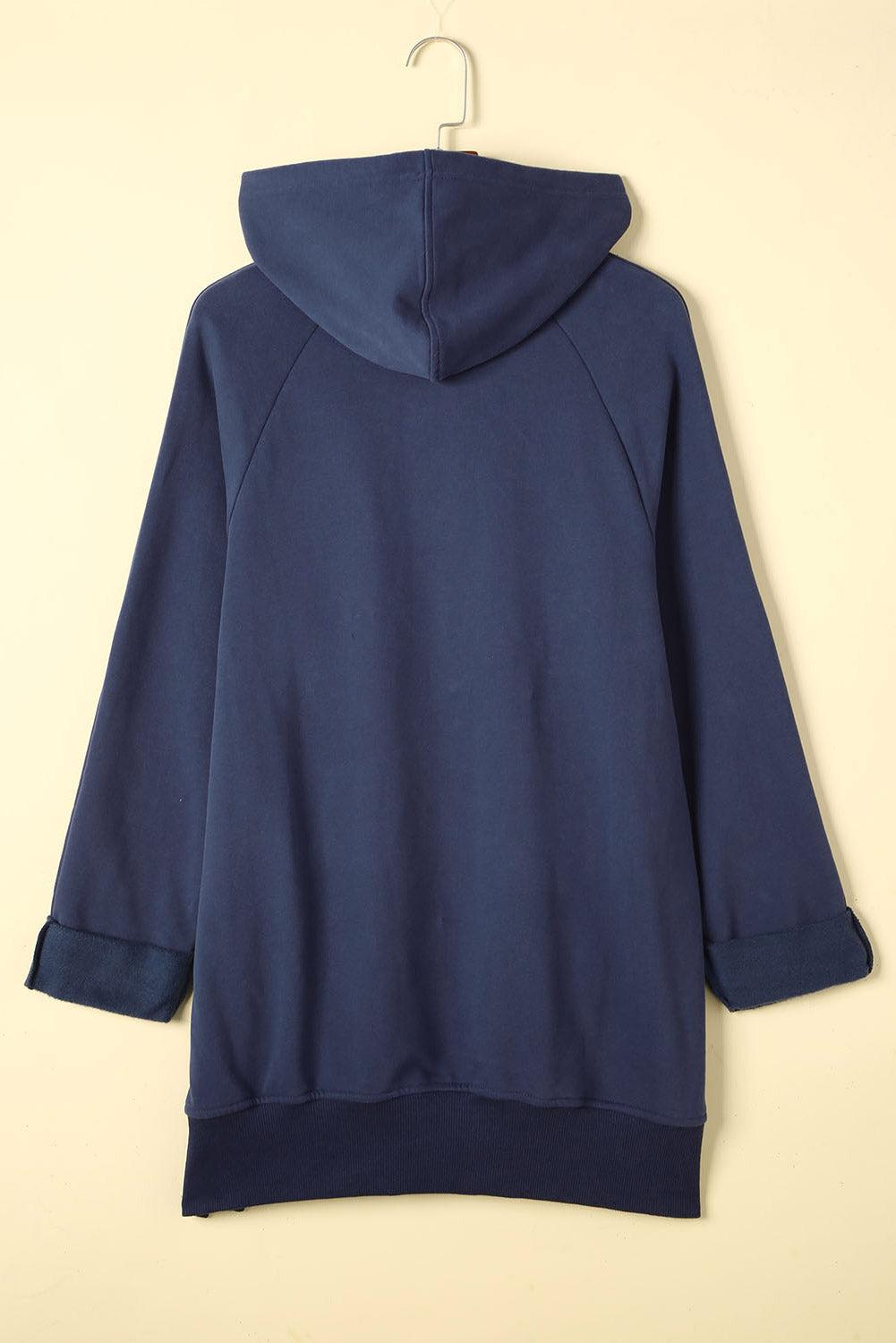 Side Slit Raglan Sleeve Hoodie BLUE ZONE PLANET