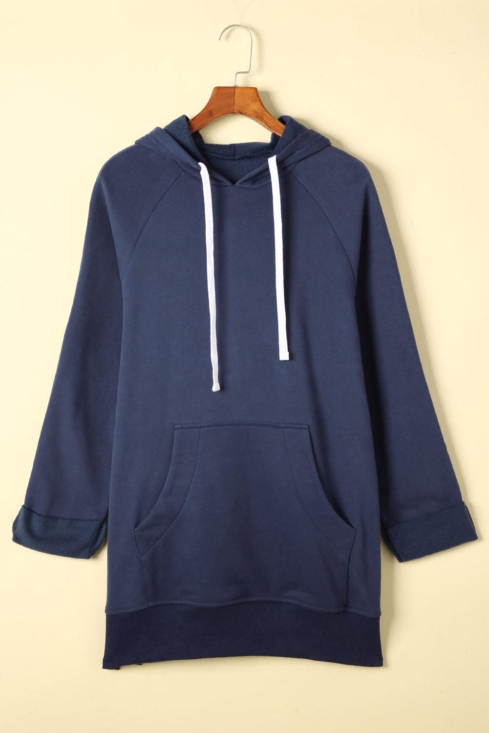 Side Slit Raglan Sleeve Hoodie BLUE ZONE PLANET