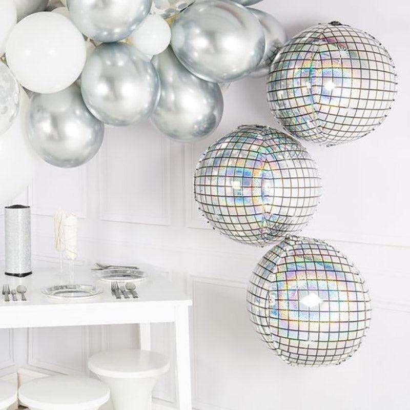 Silver Laser Disco Metal Foil Balloon Party Decoration Blue Zone Planet
