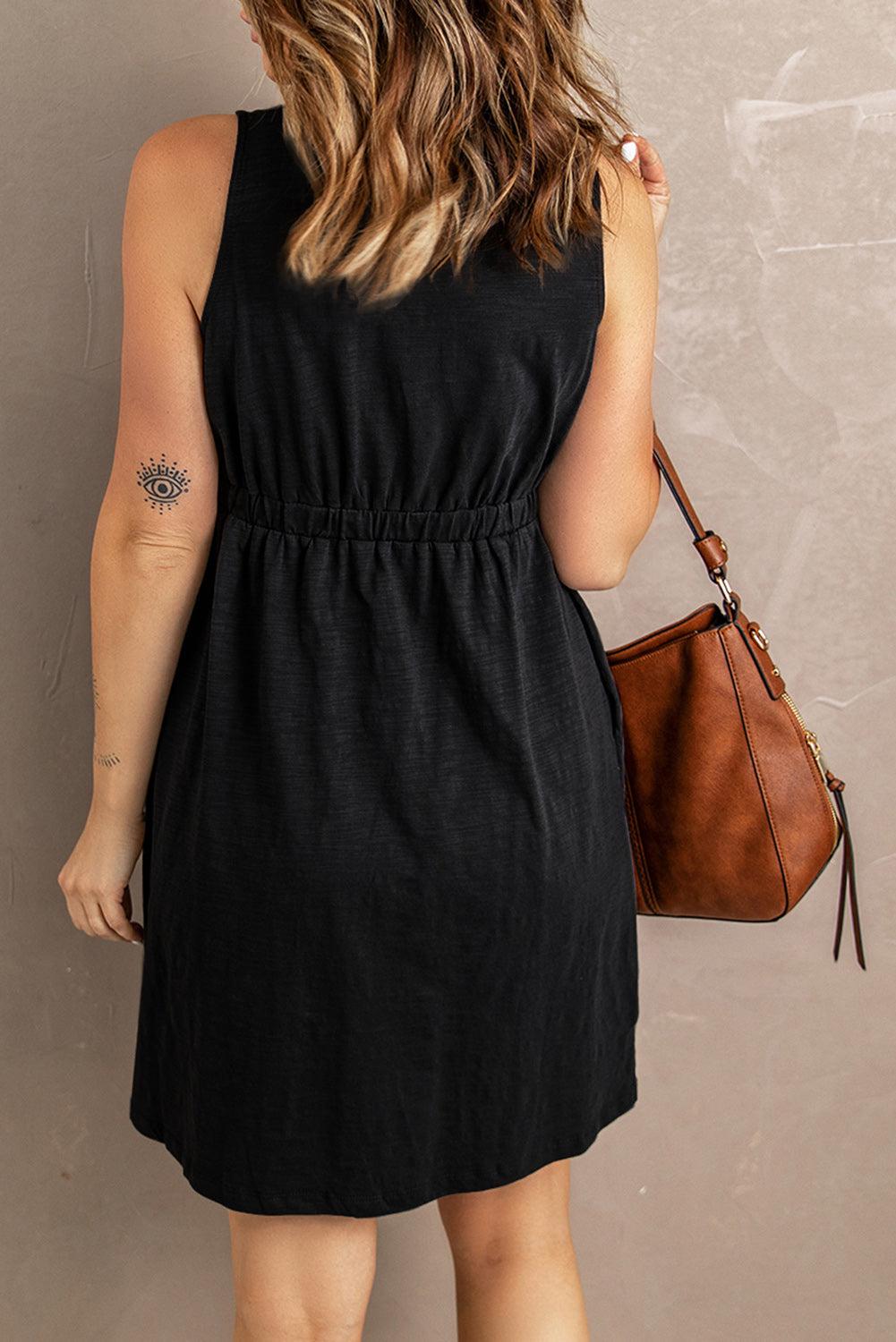 Sleeveless Button Down Mini Dress BLUE ZONE PLANET