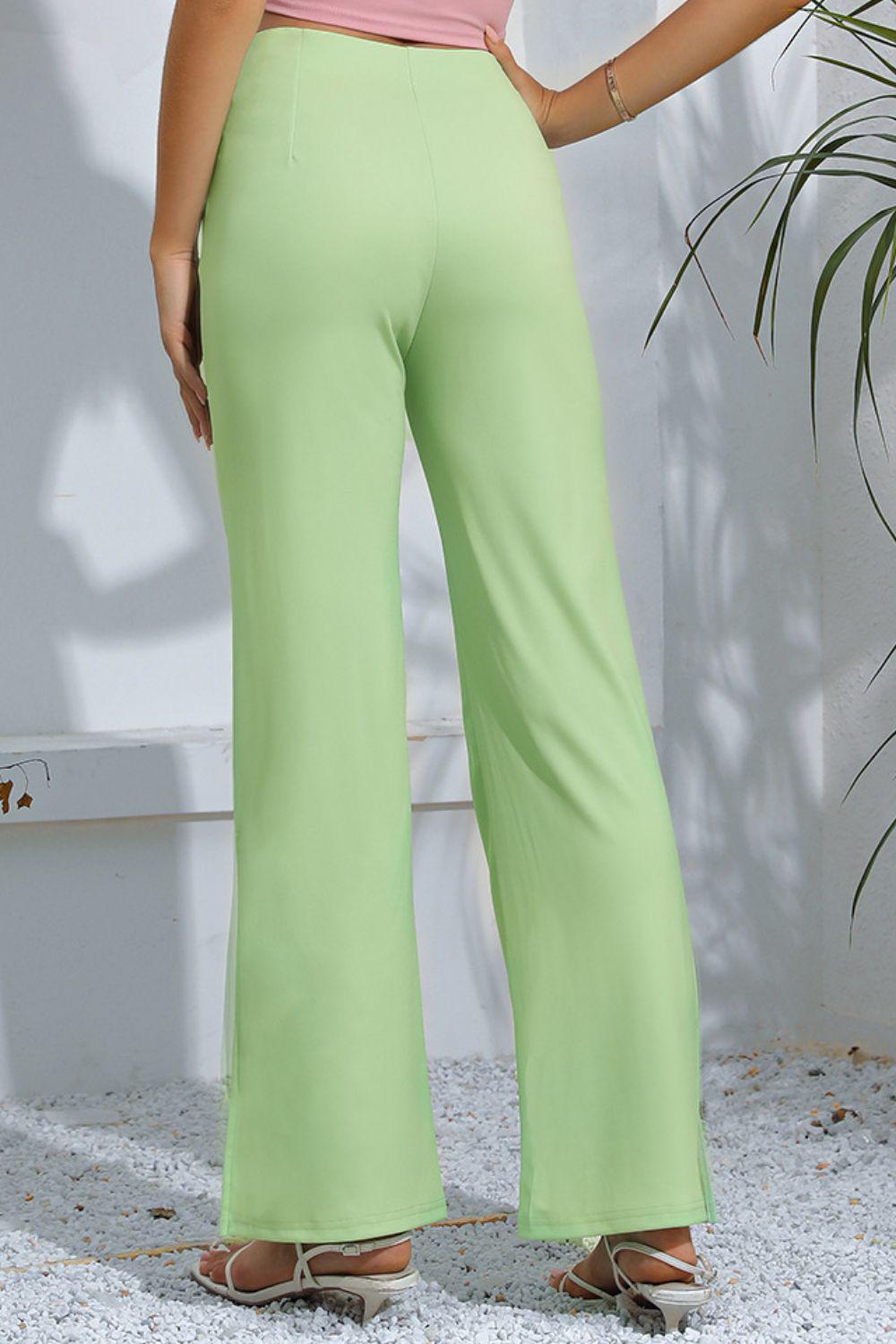 Slit High-Rise Flare Pants BLUE ZONE PLANET