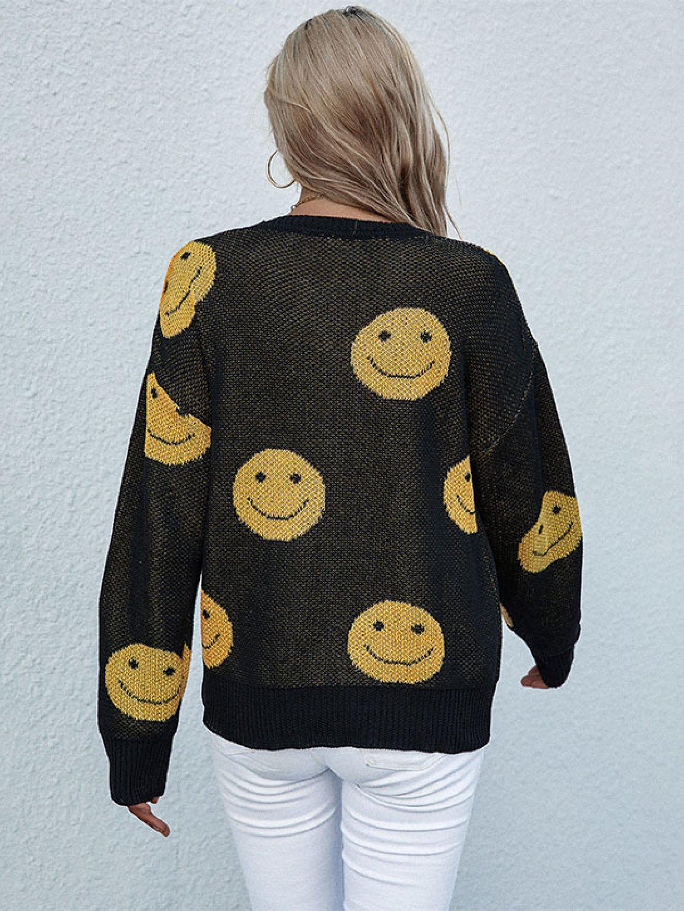 Smiley Face Sweater-TOPS / DRESSES-[Adult]-[Female]-Blue Zone Planet