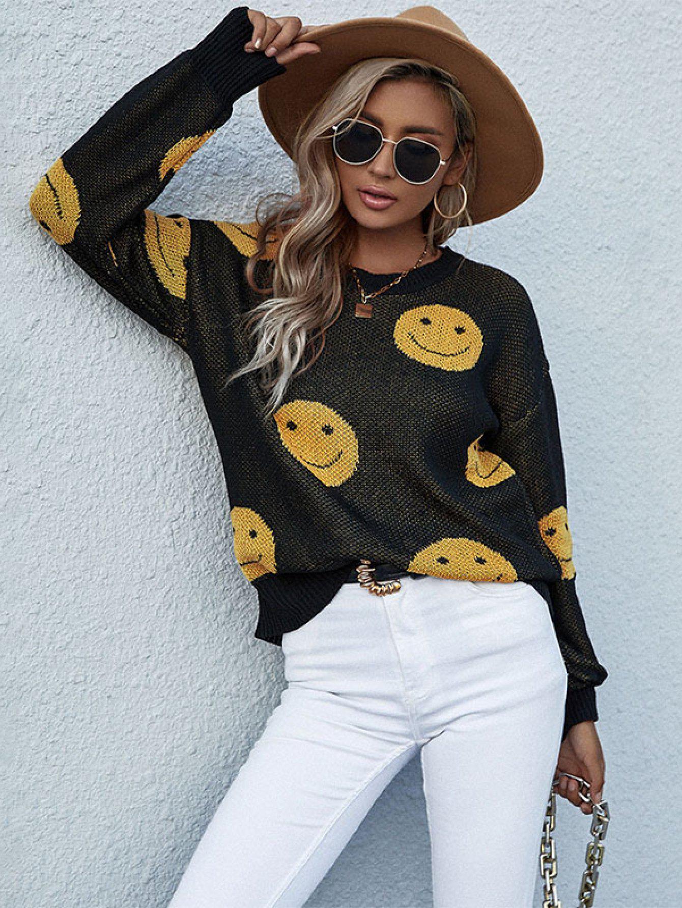 Smiley Face Sweater BLUE ZONE PLANET