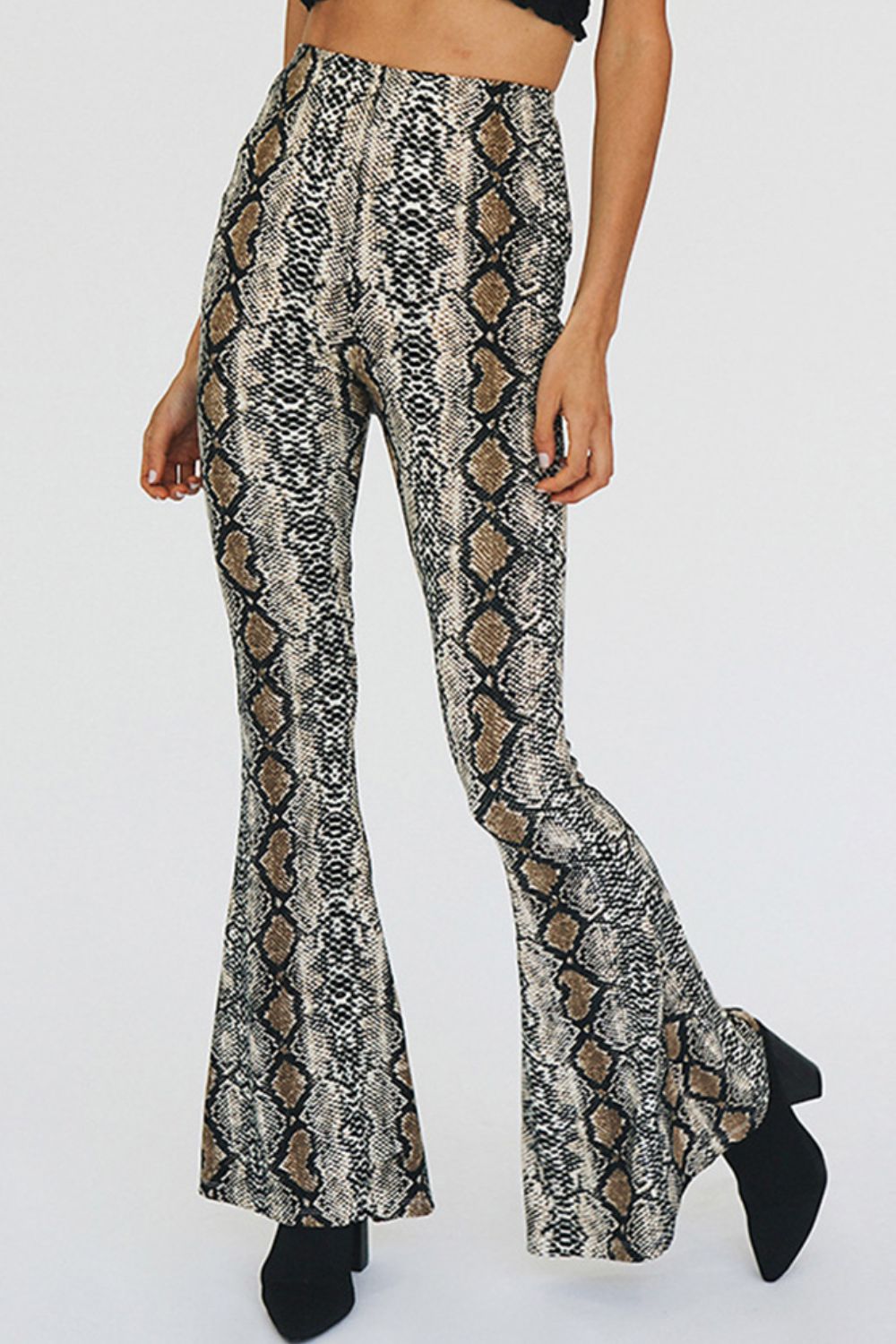 Snakeskin Print Flare Pants BLUE ZONE PLANET