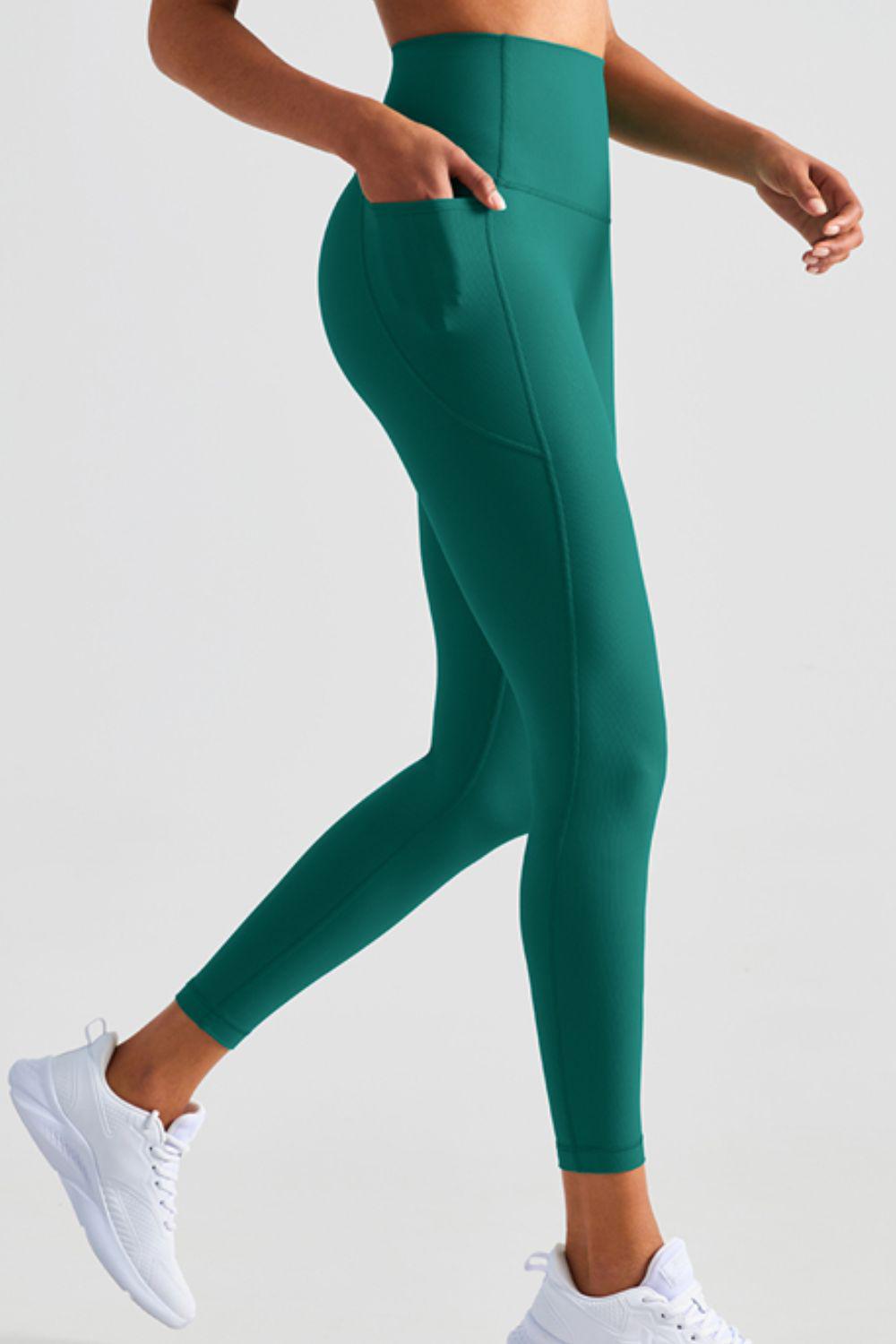 Soft and Breathable High-Waisted Yoga Leggings-BOTTOM SIZES SMALL MEDIUM LARGE-[Adult]-[Female]-Green-4-2022 Online Blue Zone Planet