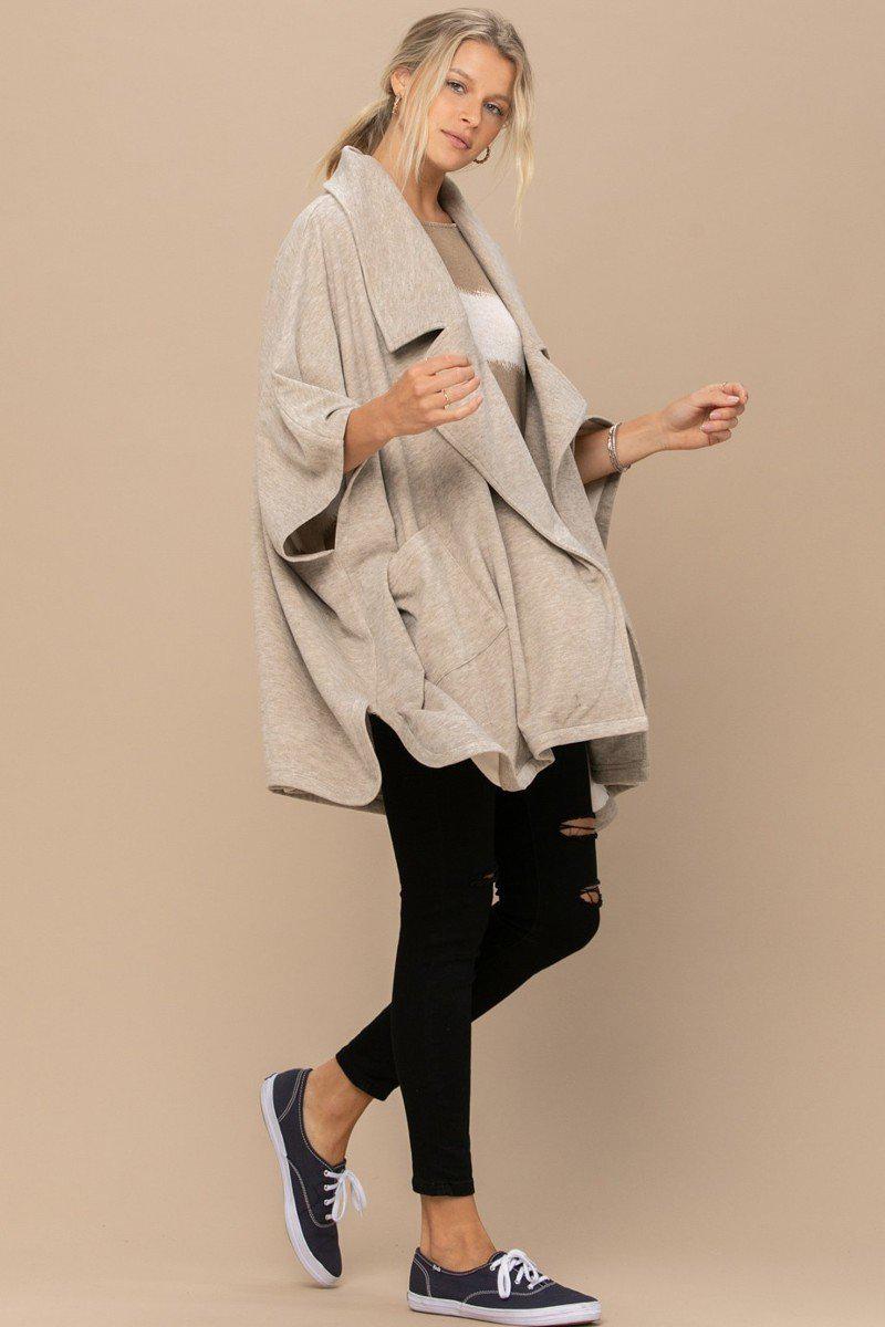 Solid Knit Oversized Trench Jacket Blue Zone Planet